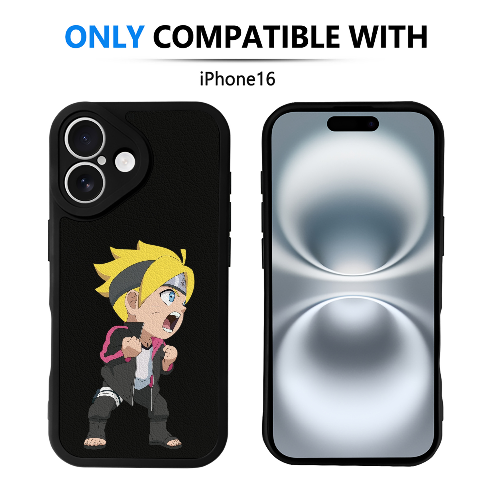 （画像用） NARUTO -ナルト- うずまき ボルト Uzumaki Boruto 【iPhone 16シリーズ対応】シリコンスマホケース（レザー調） 材質：シリコン